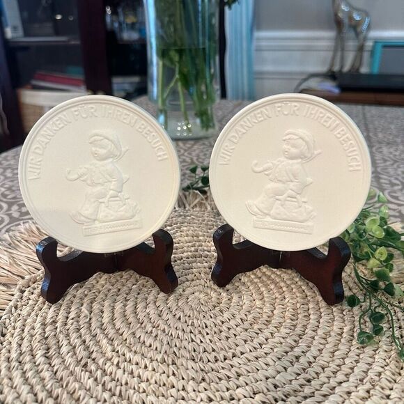 Hummel 1975‎ Wir Danken Fur Ihren Besuch Thank You Porcelain Keepsake Plaque 2pc - Picture 2 of 6